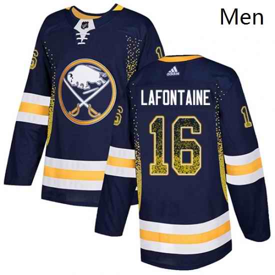 Mens Adidas Buffalo Sabres 16 Pat Lafontaine Authentic Navy Blue Drift Fashion NHL Jersey